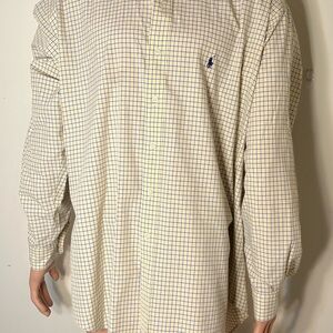 Ralph Lauren men’s dress shirt size XL yellow with blue stripes long sleeves